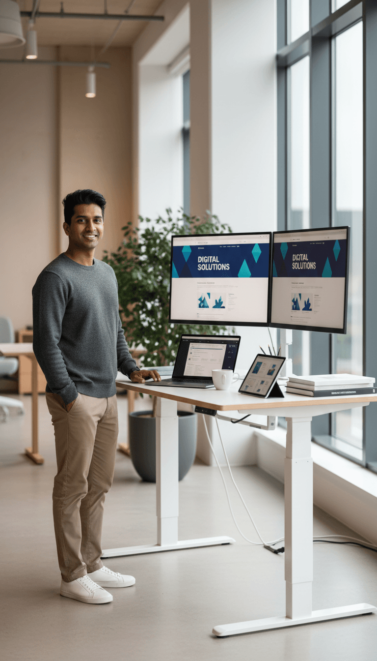 Développeur web au travail dans un bureau moderne