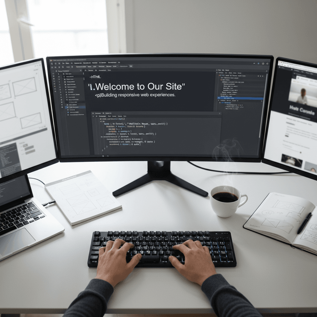 Développeur web professionnel travaillant sur un ordinateur portable dans un bureau moderne